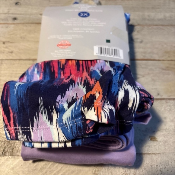 Just Be Plus Super Soft Leggings 2X & 3X Two Pack - Paint Brush & Purple Rose - Picture 13 of 16